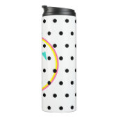 Monogram Blauw Roze Zwarte Stippen Thermosbeker (Geroteerd rechts)