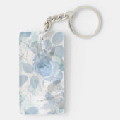 Monogram blauw Rozen grunge Sleutelhanger (achterkant)
