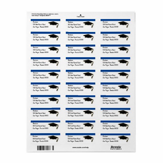 Monogram blauw schoolkleurenvak etiket (Full Sheet)