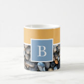 Monogram blauw sinaasappel strand rock koffiemok (Center)