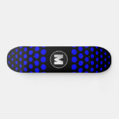 Monogram Blauw Stippen Patroon Persoonlijk Skateboard (Horizontaal)