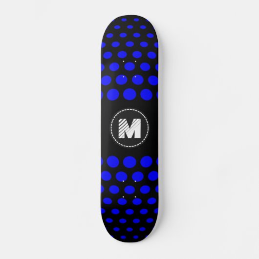 Monogram Blauw Stippen Patroon Persoonlijk Skateboard (Voorkant)