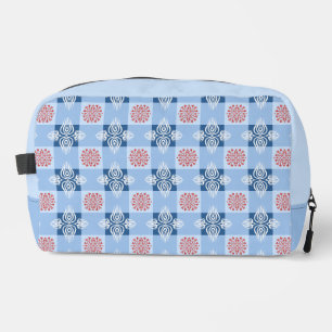 Monogram blauw symmetrisch hartpatroon toilettas toilettasje