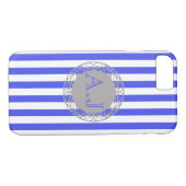 Monogram blauw tapepatroon Case-Mate iPhone case (Achterkant (Horizontaal))