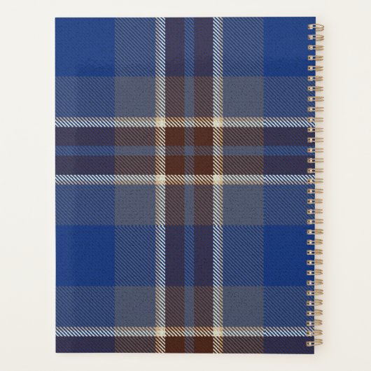 Monogram Blauw Tartan Schotse ruit Huwelijksreis B Planner (Achterkant)