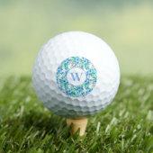 Monogram blauw tropische bloem golfballen (Insitu Shirt)