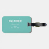 Monogram blauw turquoise gouden folie gestreepte v bagagelabel (Achterkant horizontaal)