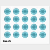 Monogram Blauw Turquoise Stippen Ronde Sticker (Vel)