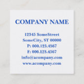 monogram blauw vierkant vierkante visitekaartje (Achterkant)