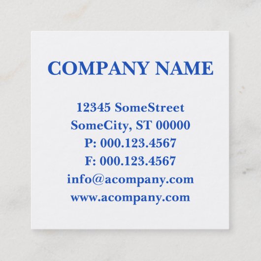 monogram blauw vierkant vierkante visitekaartje (Achterkant)