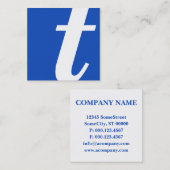 monogram blauw vierkant vierkante visitekaartje (Voorkant / Achterkant)