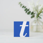 monogram blauw vierkant vierkante visitekaartje (Staand voorkant)
