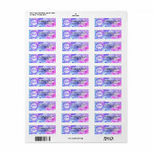 Monogram Blauw Violet Roze Waterverf Schema Aangep Etiket (Full Sheet)