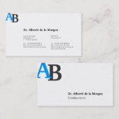 Monogram blauw visitekaartje (Voorkant / Achterkant)