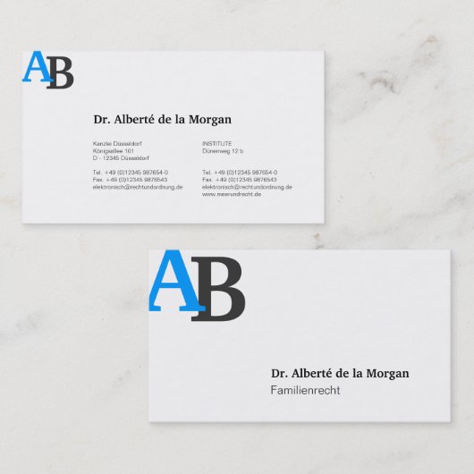 Monogram blauw visitekaartje (Voorkant / Achterkant)