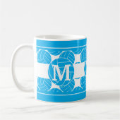 Monogram blauw volleybal koffiemok (Links)