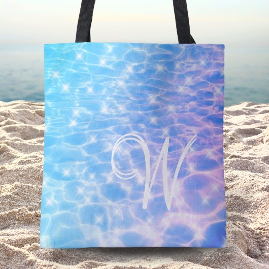 Monogram Blauw Water Ocean Elegant Stylish Tote Bag