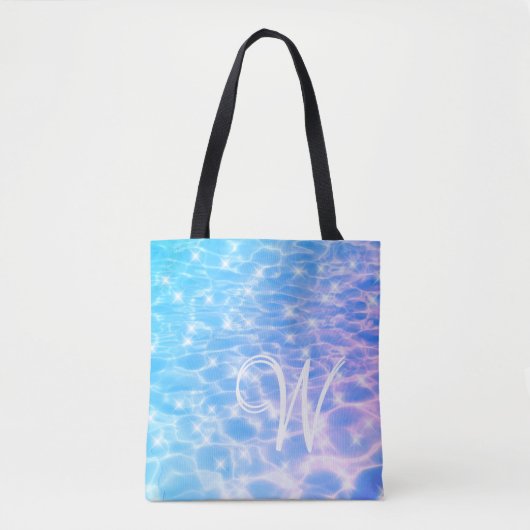 Monogram Blauw Water Ocean Elegant Stylish Tote Bag (Voorkant)
