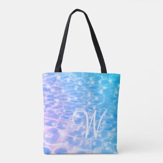 Monogram Blauw Water Ocean Elegant Stylish Tote Bag (Achterkant)