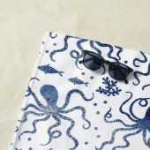 Monogram Blauw Waterverf Octopus Onderwater Strandlaken (In situ)