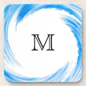Monogram Blauw Wervelend Abstracte Kunst Onderzetter (Voorkant)