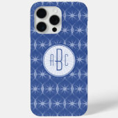 Monogram blauw wielpatroon Case-Mate iPhone case (Achterkant)