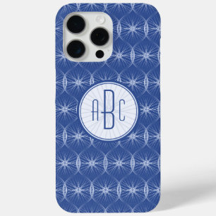 Monogram blauw wielpatroon iPhone 15 pro max hoesje