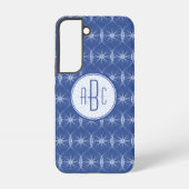 Monogram blauw wielpatroon samsung galaxy hoesje (Achterkant)