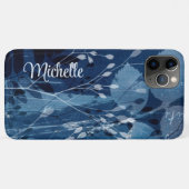 Monogram Blauw & Wit Botanisch Aquarel Case-Mate iPhone Case (Achterkant (horizontaal))
