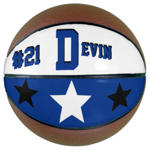 Monogram Blauw, Wit en Zwarte Basketball Basketbal