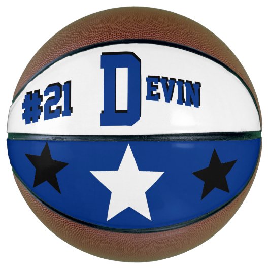 Monogram Blauw, Wit en Zwarte Basketball Basketbal (Voorkant)