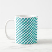 Monogram Blauw Wit Gingham Patroon Mok (Links)