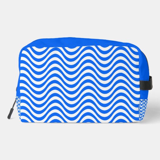 Monogram Blauw Wit Golvende Strepen Psychedelic Toilettasje (Achterkant)