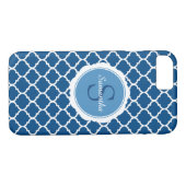 Monogram Blauw Wit Modern Geometrisch Case-Mate iPhone Case (Achterkant (Horizontaal))