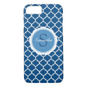 Monogram Blauw Wit Modern Geometrisch Case-Mate iPhone Case (Achterkant)