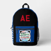 Monogram Blauw Wit Polka Dots Motivatie Bedrukte Rugzak (Voorkant)