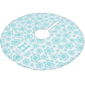Monogram blauw wit Snowflake Pattern Kerstboom Rok (Gekanteld)