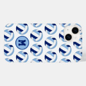 Monogram blauw wit volleyballen patroon Case-Mate iPhone case (Achterkant (horizontaal))