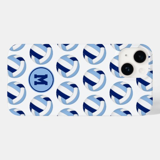 Monogram blauw wit volleyballen patroon Case-Mate iPhone case (Achterkant (horizontaal))