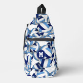 Monogram blauw wit volleyballen patroon sling bag (Voorkant)