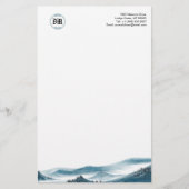 Monogram Blauw Witte Bergzicht Papier (Voorkant)