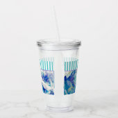 Monogram Blauw Zee Abstracte Seashell Stripes Acryl Drinkbeker (Links)