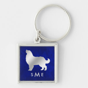 Monogram Blauw Zilveren Berner Berner Hond Sleutelhanger