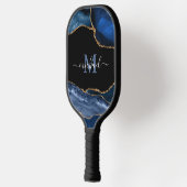 Monogram blauw, zwart en goudgrijs pickleball paddle (Links)