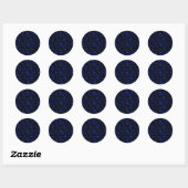Monogram | Blauw & Zwart Ronde Sticker (Vel)