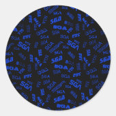 Monogram | Blauw & Zwart Ronde Sticker (Voorkant)