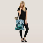 Monogram Blauwe Blauwgroen Dolfijnen Oceaan | Tote Bag (Op model)