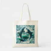 Monogram Blauwe Blauwgroen Dolfijnen Oceaan | Tote Bag (Voorkant)