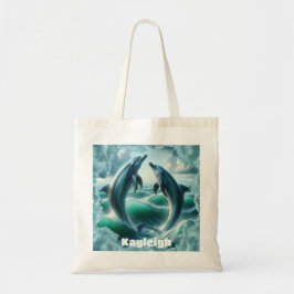 Monogram Blauwe Blauwgroen Dolfijnen Oceaan | Tote Bag