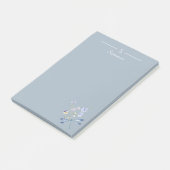 Monogram Blauwe Bloemen Dragonfly Botanische Cotta Post-it® Notes (Schuin)